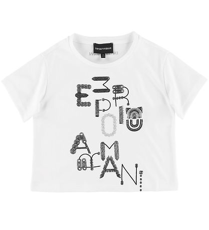 Emporio Armani T-shirt - White w. Embroidery Emporio Armani T-shirt - White w. Embroidery
