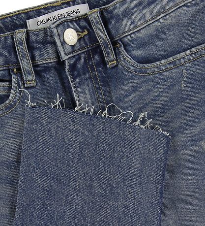 Calvin Klein Jeans - Slim Crop - Blár Gallaefni