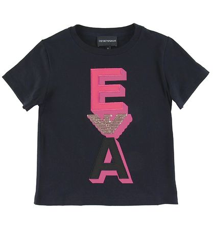 Emporio Armani Stuttermabolur - Dökkblátt M. Bleikt/Gull