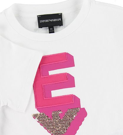 Emporio Armani Stuttermabolur - Hvítur M. Bleikt/Gull