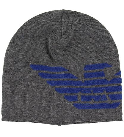 Emporio Armani Gift Box - Hat/Scarf - Cotton/Wool - Grey/Blue