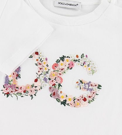 Dolce & Gabbana T-shirt - White w. Flower Embroidery Dolce & Gabbana T-shirt - White w. Flower Embroidery
