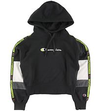 Champion Fashion Hoodie - Crop - Svart m. Logo Champion Fashion Hoodie - Crop - Svart m. Logo