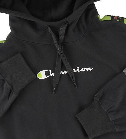 Champion Fashion Hoodie - Crop - Schwarz m. Logo