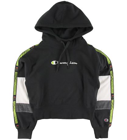 Champion Fashion Hoodie - Crop - Schwarz m. Logo