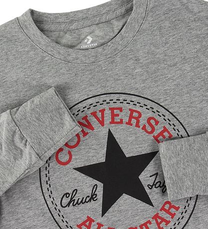 Converse Long Sleeve Top - Grey Melange w. Logo Converse Long Sleeve Top - Grey Melange w. Logo