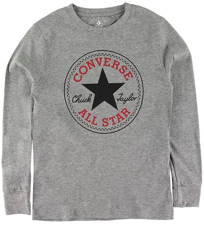 Converse Long Sleeve Top - Grey Melange w. Logo Converse Long Sleeve Top - Grey Melange w. Logo