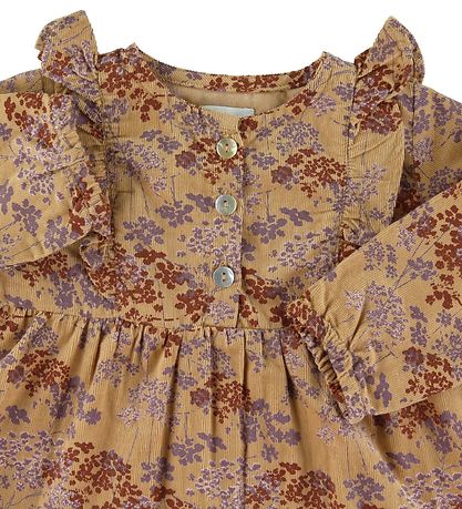 Mini A Ture Dress - Corduroy - Ama - Sweet Curry w. Flowers