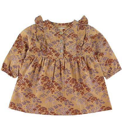 Mini A Ture Dress - Corduroy - Ama - Sweet Curry w. Flowers