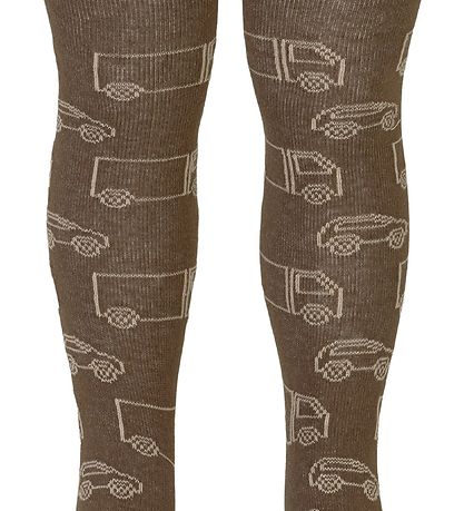 Minymo Tights - Coca Brown w. Cars Minymo Tights - Coca Brown w. Cars