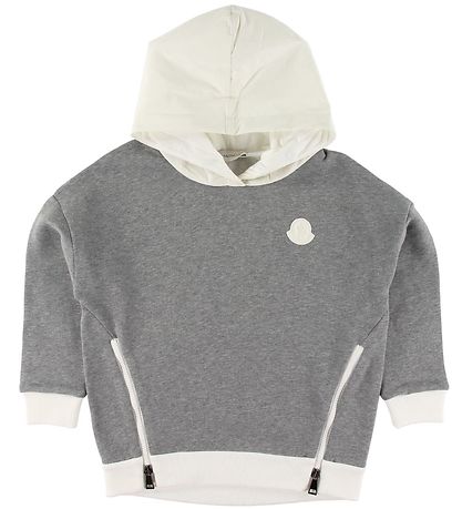 Moncler Hoodie - Grey Melange/White Moncler Hoodie - Grey Melange/White