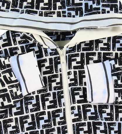 Fendi Zip Hoodie - Light Blue w. Logo