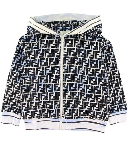 Fendi Zip Hoodie - Light Blue w. Logo