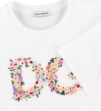 Dolce & Gabbana T-shirt - Country - White w. Flower Embroidery