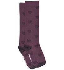 Melton Knee-High Socks - Hearts - Hydrangea