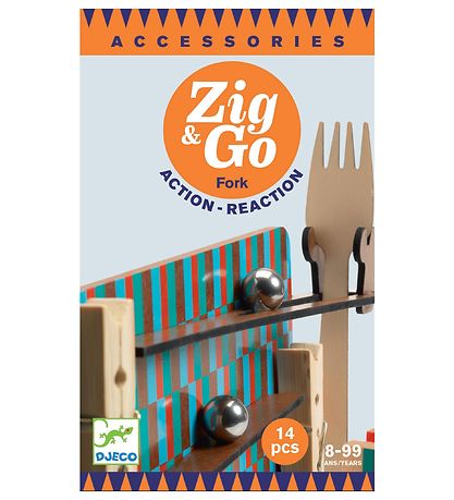 Djeco Ball Track - Wood - Zig & Go - 14 parts - Fork Djeco Ball Track - Wood - Zig & Go - 14 parts - Fork