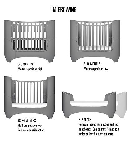 Classic+ Lit Leander - Bébé/Junior - 120/150x70 cm - Gris Classic+ Lit Leander - Bébé/Junior - 120/150x70 cm - Gris