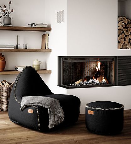 SACKit Pouf - Canvas Pouf - 50x35 cm - Black