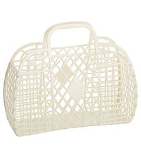 Sun Jellies Large Folding Basket - Retro - 37x30x11 cm - Cream Sun Jellies Large Folding Basket - Retro - 37x30x11 cm - Cream