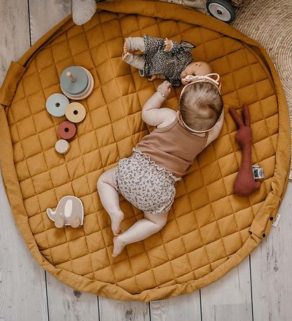Play&Go Toy Storage Bag Rug - Ø120 - Soft Organic - Mustard Chai