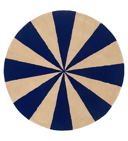 Tapis Ferm Living - Laine - Ø: 130 cm - Bleu/Blanc Tapis Ferm Living - Laine - Ø: 130 cm - Bleu/Blanc