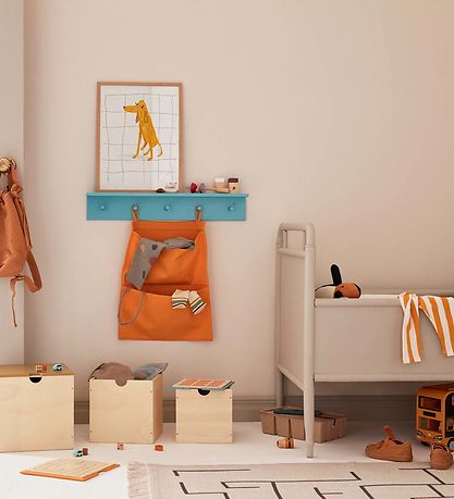 Kids Concept Plank m. Wandhaken - 60x10 cm - Hout - Turkoois
