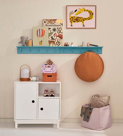Kids Concept Plank m. Wandhaken - 60x10 cm - Hout - Turkoois