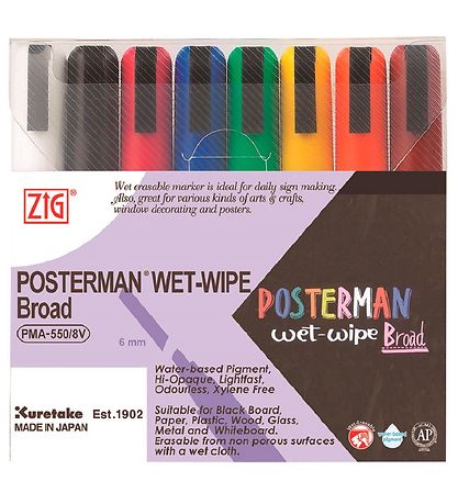 Zig Markers - Wet-Wipe - 6 mm - 8 pcs. Zig Markers - Wet-Wipe - 6 mm - 8 pcs.