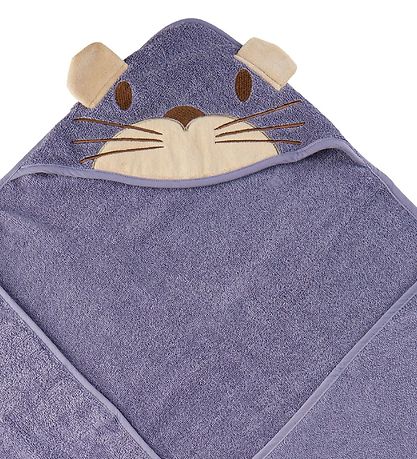 Pippi Baby Baby towel - 83x83 cm - Lavender w. Cat Pippi Baby Baby towel - 83x83 cm - Lavender w. Cat