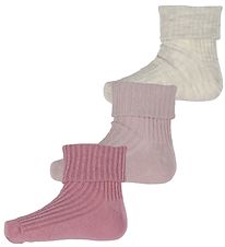 Minymo Socken - 3er-Pack - Rib - Pink Smoke Minymo Socken - 3er-Pack - Rib - Pink Smoke