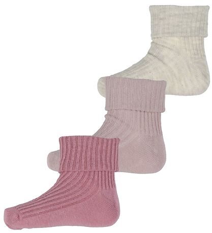 Minymo Socks- 3-pack - Rib - Rose Smoke Minymo Socks- 3-pack - Rib - Rose Smoke