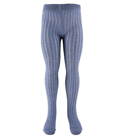 Minymo Tights - 2-Pack - Solid Rib - Navy Blue/Blue Melange