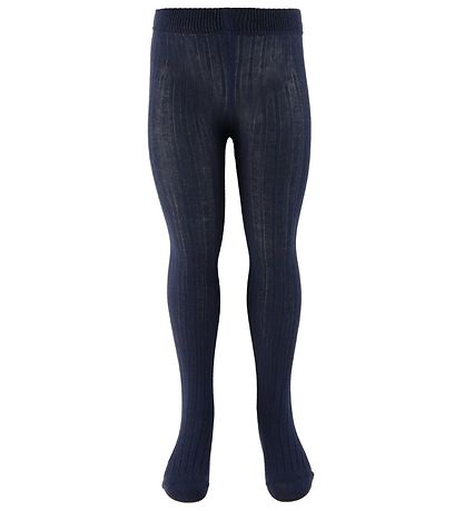 Minymo Tights - 2-Pack - Solid Rib - Navy Blue/Blue Melange