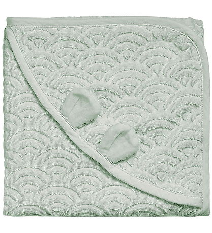 Cam Cam Barnahandklæði - 80x80 cm - Dusty Green M. Eyru Cam Cam Barnahandklæði - 80x80 cm - Dusty Green M. Eyru