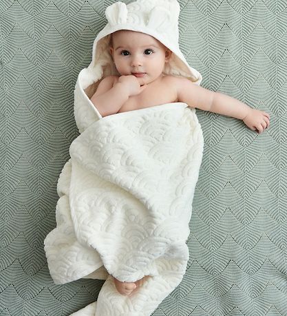 Cam Cam Hooded Towel - 80x80 - Off-White w. Ears
