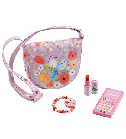 Djeco Tasche m. Accessoires - Birdie's - Helles Lila m. Vögel