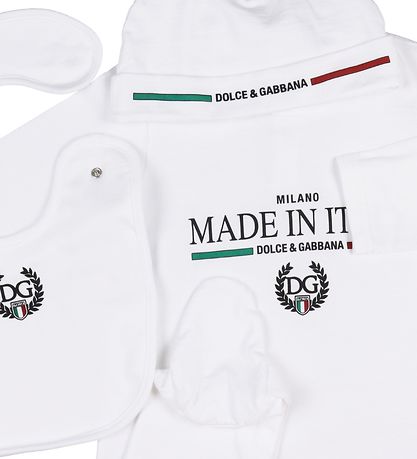 Dolce & Gabbana Gift Box - Jumpsuit/Hat/Teething Bib - White Dolce & Gabbana Gift Box - Jumpsuit/Hat/Teething Bib - White