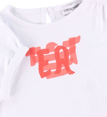 Emporio Armani T-shirt - White w. Rose Emporio Armani T-shirt - White w. Rose