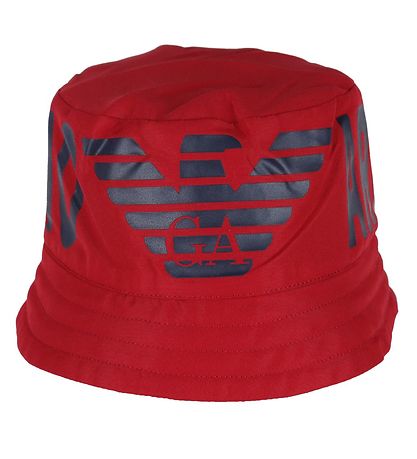 Emporio Armani Bucket Hat - Reversible - Red/Navy w. Print