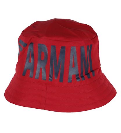 Emporio Armani Bucket Hat - Reversible - Red/Navy w. Print