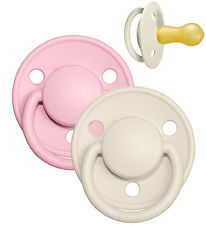 BIBS De Lux Pacifiers - Size 2 - 2-Pack - Round - Ivory/Baby Pin