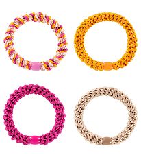 Kknekki Elastic Hair Bands - 4-Pack - Orange/Pink/Beige