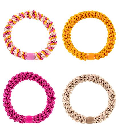 Kknekki Elastic Hair Bands - 4-Pack - Orange/Pink/Beige Kknekki Elastic Hair Bands - 4-Pack - Orange/Pink/Beige