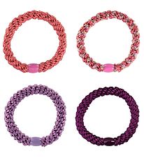 Kknekki Elastic Hair Bands - 4-Pack - Purple/Pink