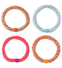 Kknekki Elastic Hair Bands - 4-Pack - Pink/Blue/Bronze Glitter