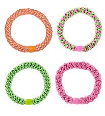 Kknekki Elastic Hair Bands - 4-Pack - Green/Pink/Orange