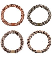 Kknekki Elastic Hair Bands - 4-Pack - Brown/Green Glitter