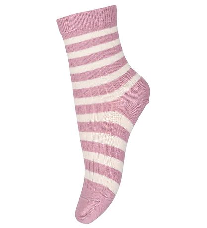 MP Socken - Eli - Off White/Lila m. Streifen