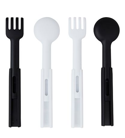 Design Letters Cutlery - 2-pack - To Go - Black/White w. Text