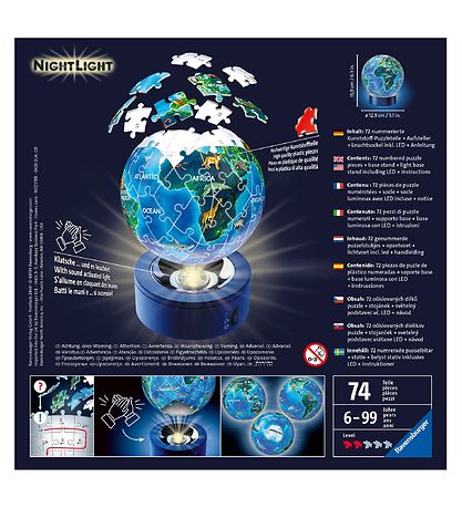Ravensburger 3D Jigsaw Puzzle - 72 Bricks - Globe Nightlight Ravensburger 3D Jigsaw Puzzle - 72 Bricks - Globe Nightlight